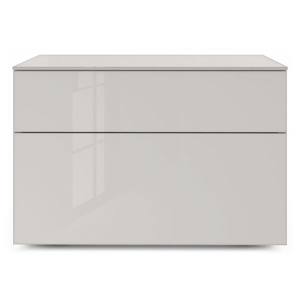 Bedford Chateau Gray Two Drawer Nightstand with Glass Top, image 1
