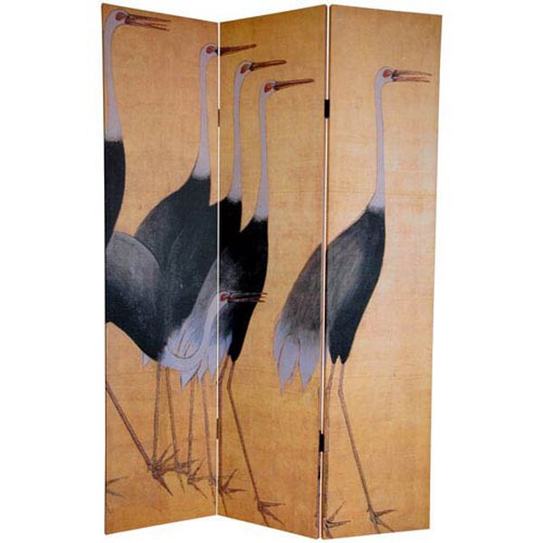 Six Ft. Tall Double Sided Cranes Canvas Room Divider, Width - 48 Inches, image 2