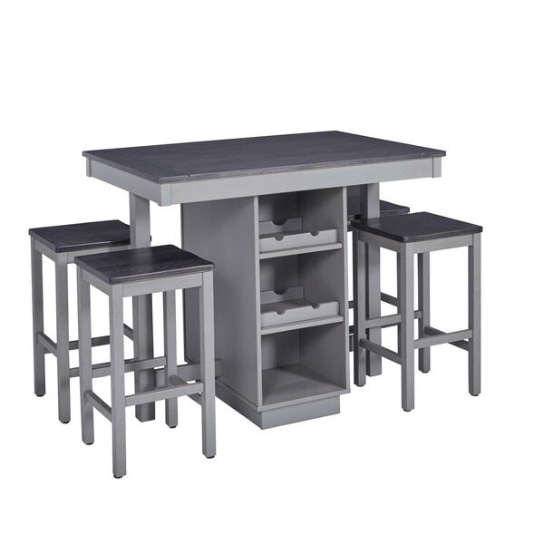 Pepper Square Gray Flannel Counter Table with Four-Stools, image 2
