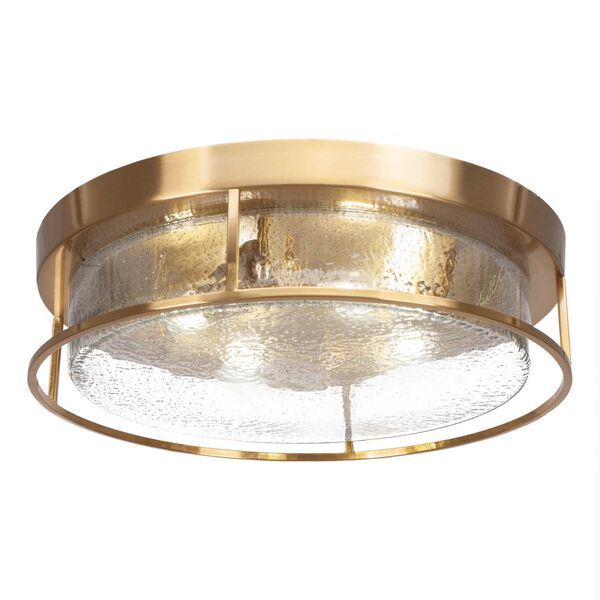 New Age Brass Four-Light Flush Mount with Smoke Bubble Glass, image 1