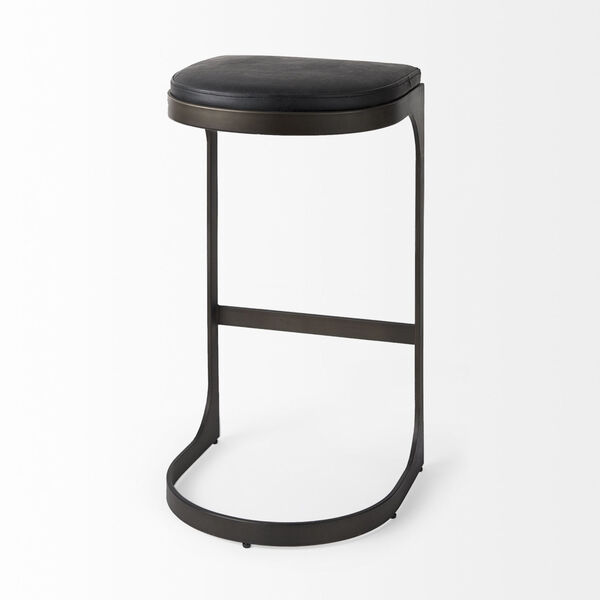 Tyson Black 17-Inch Leather Seat Bar Height Stool - (Open Box), image 5