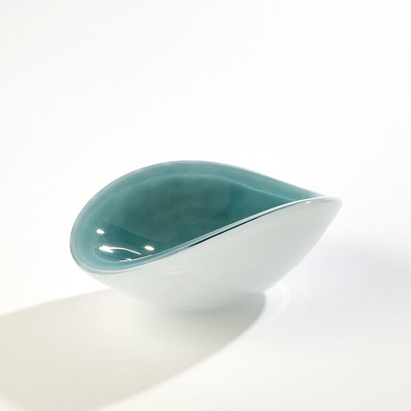 White and Azure Pinched Cased Glass Bowl, image 4