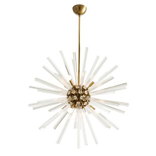 Hanley Clear Eight-Light Large Chandelier with Antique Brass Stem, image 1