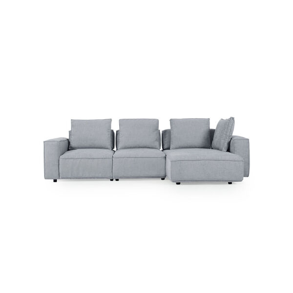 Uptown Light Grey Fabric Sectional Sofa, 3-Piece, image 1