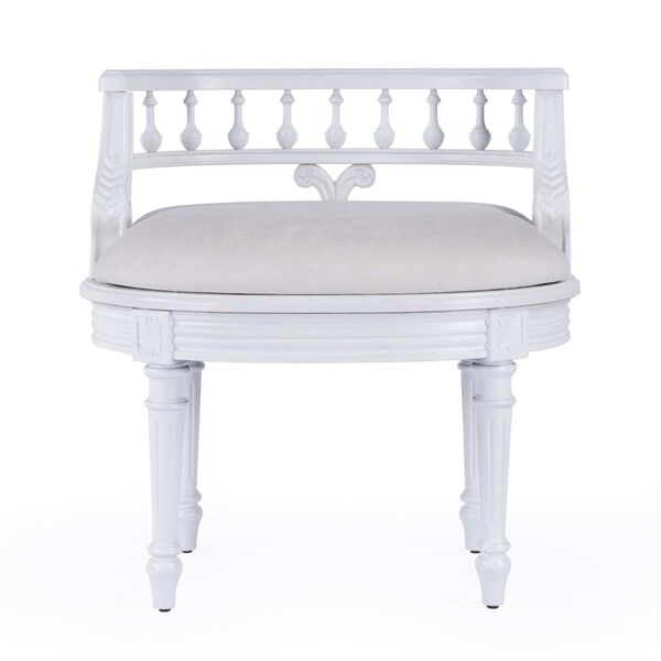 Hathaway Cottage White Upholstered Vanity Seat, image 3