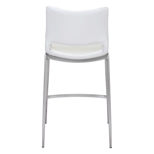 Ace White and Silver Counter Height Bar Stool, Set of Two, image 5