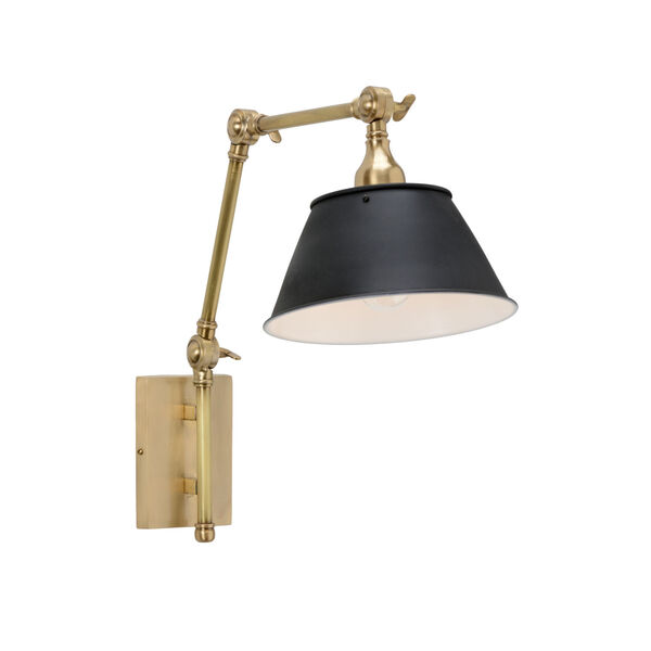 Black and Brass One-Light  Franklin Swing Arm, image 1