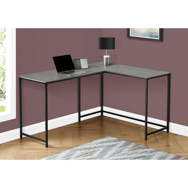 Gray and Black 44-Inch L-Shaped Computer Desk, image 2