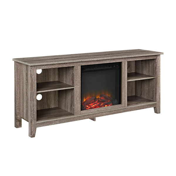 58-inch Driftwood TV Stand with Fireplace Insert, image 4