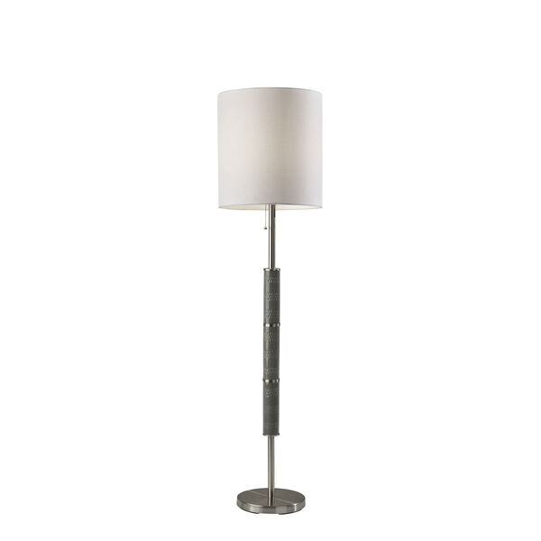 Vanessa Brushed Steel Textured Grey Ceramic One-Light Floor Lamp, image 1