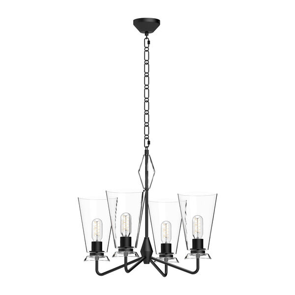 Salem Four-Light Chandelier with Clear Glass, image 1