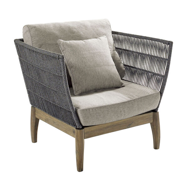 Explorer Wings Lounge Chair in Eucalyptus Wood and Mixed Grey , Set of Two, image 1