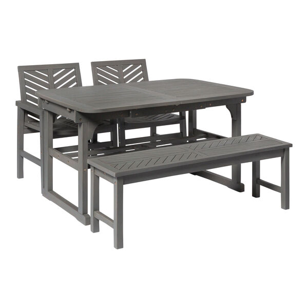 Gray Wash 35-Inch Four-Piece Extendable Outdoor Dining Set, image 3