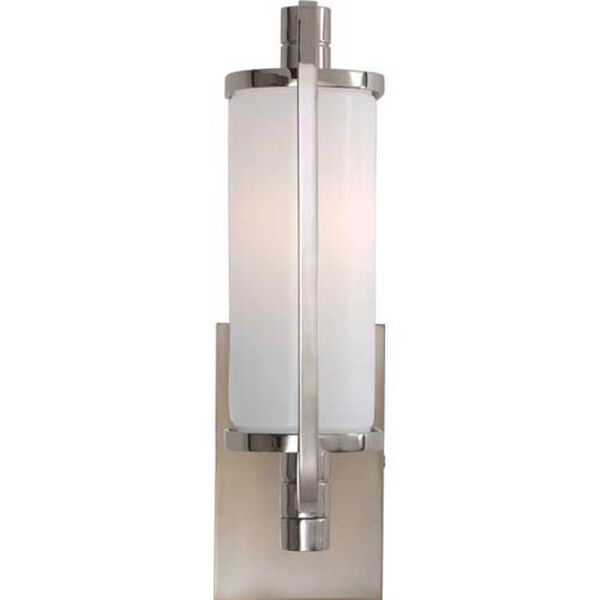 Keeley Short Pivoting Sconce in Polished Nickel with White Glass by Thomas O'Brien, image 1