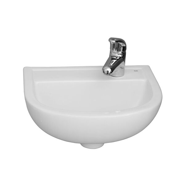 White Compact Wall Hung Basin 15-Inch 1-Hole on right, image 1