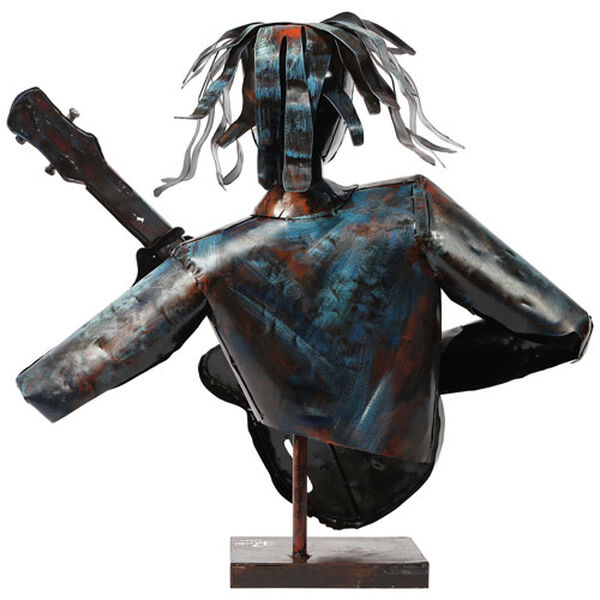 The Bassist Iron Hand Painted Colorful Art Sculpture, image 5