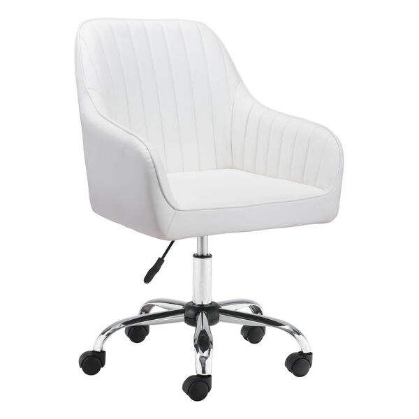 Curator White and Silver Office Chair, image 1
