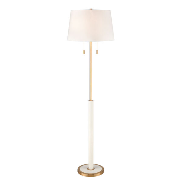 Crosspiece Satin Brass Two-Light Floor Lamp, image 1