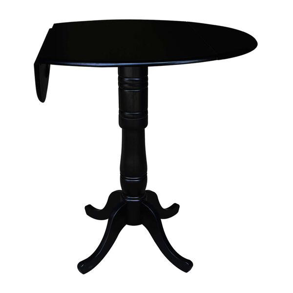 Black 42-Inch High Round Dual Drop Leaf Pedestal Dining Table, image 2
