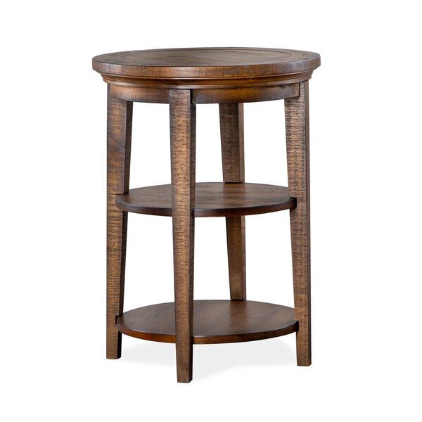 Brown Round Accent End Table, image 1