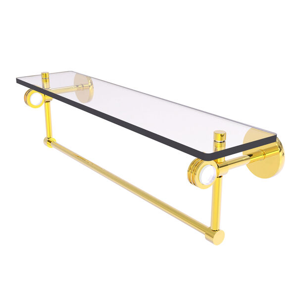 Clearview Polished Brass 22-Inch Glass Shelf with Towel Bar and Dotted Accents, image 1