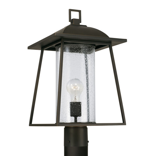 Durham Oiled Bronze One-Light Outdoor Post Lantern with Clear Seeded Glass, image 1