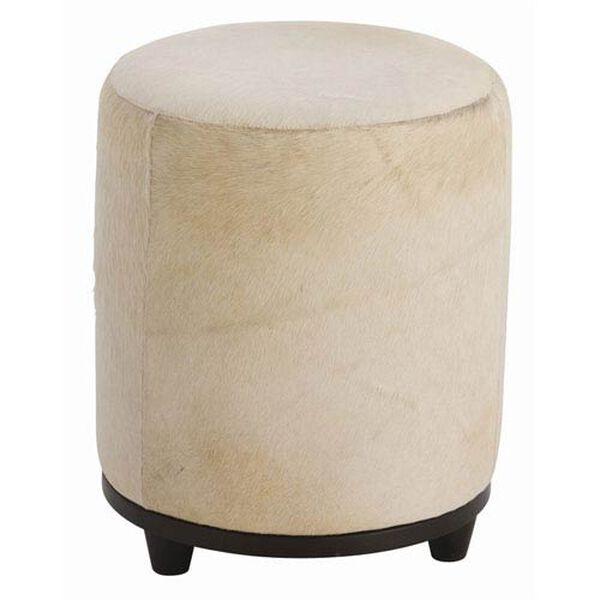 Wimberley White 20-Inch Leather Ottoman, image 1
