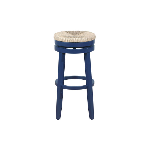 Ellie Navy Blue and Natural 31-Inch Swivel Barstool, image 2