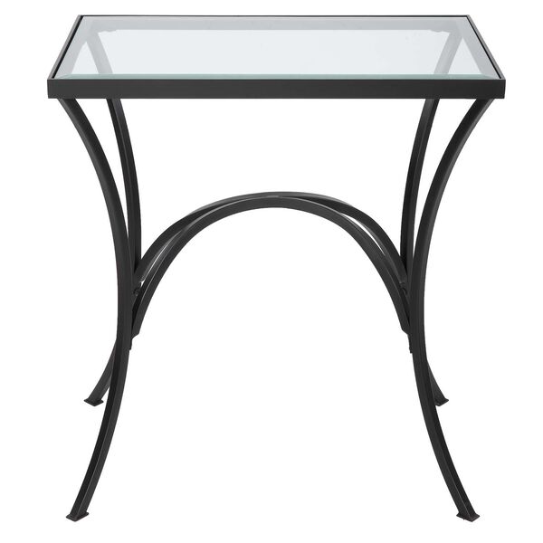 Alayna Black Metal and Glass End Table, image 2