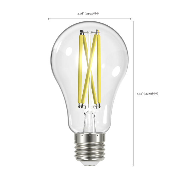 Clear 12.5 Watt A19 LED Filament Bulb with 3000K and 1500 Lumens, Pack of 4, image 3