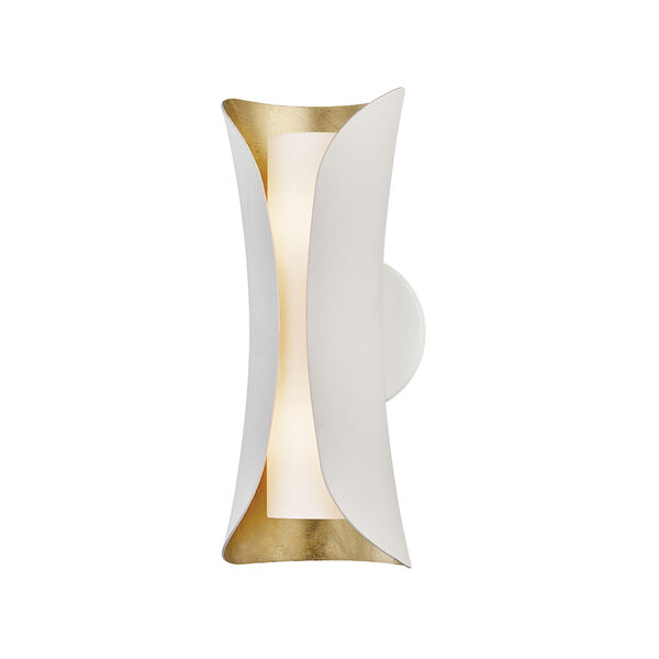 Josie Gold Leaf and White Two-Light Wall Sconce, image 1