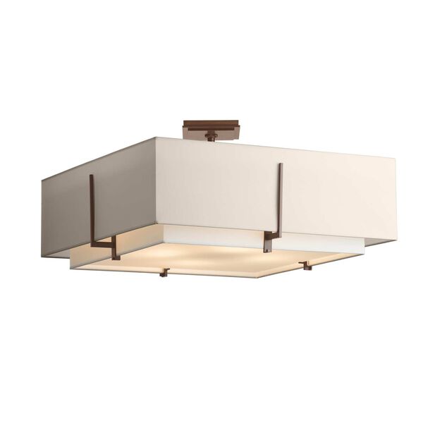 Exos Bronze Four-Light Semi Flush Mount with Flax Outer Shade, image 1
