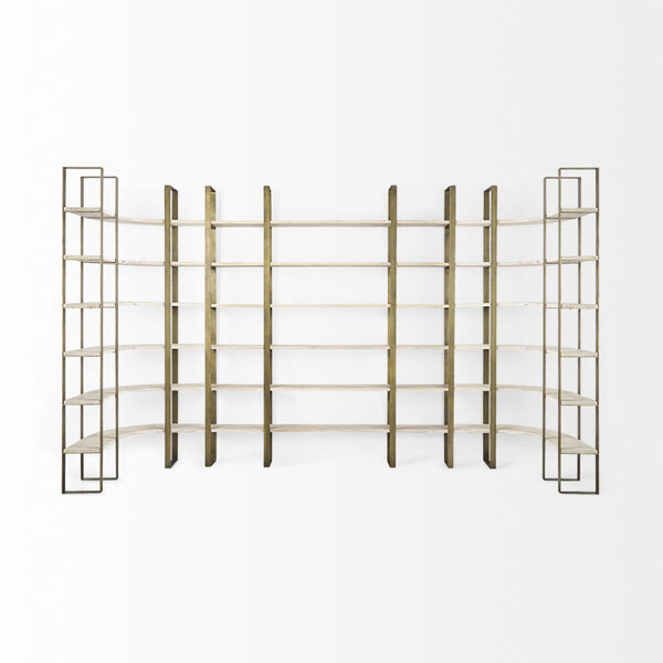 Turner Light Brown and Gold Six-Tier Shelving Unit, image 5