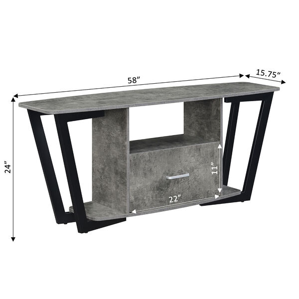 Graystone Cement and Black One Drawer TV Stand with Shelves, image 4