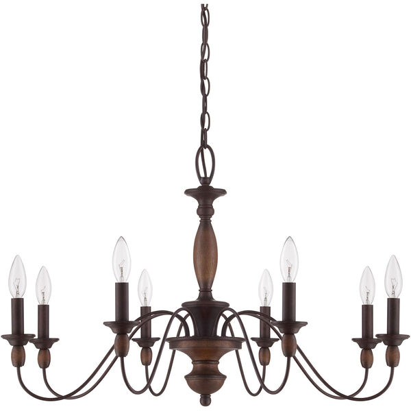 Evelyn Rust with Wood Eight-Light Chandelier, image 2