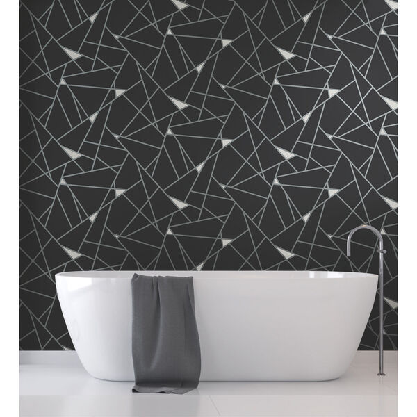 Black and Silver 27 In. x 27 Ft. Prismatic Wallpaper, image 3