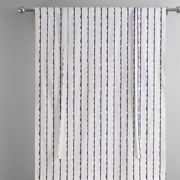 Sharkskin Blue Stripe Printed Cotton Tie-Up Window Shade Single Panel, image 6