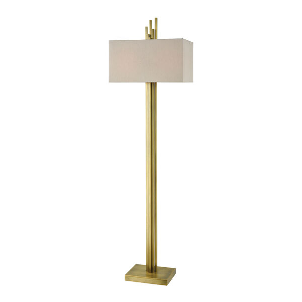 Azimuth Weathered Antique Brass 69-Inch Two-Light Floor Lamp, image 1