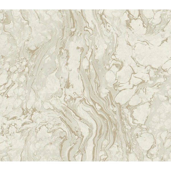 Ronald Redding 24 Karat White and Gold Polished Marble Wallpaper, image 2