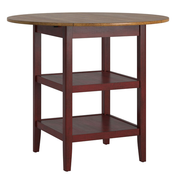 Caroline Red Two-Tone Side Drop Leaf Round Counter Height Table, image 1