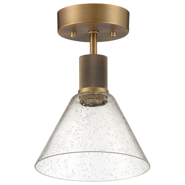 Port Nine Brass-Antique and Satin Outdoor Intergrated LED Semi-Flush with Clear Glass, image 4