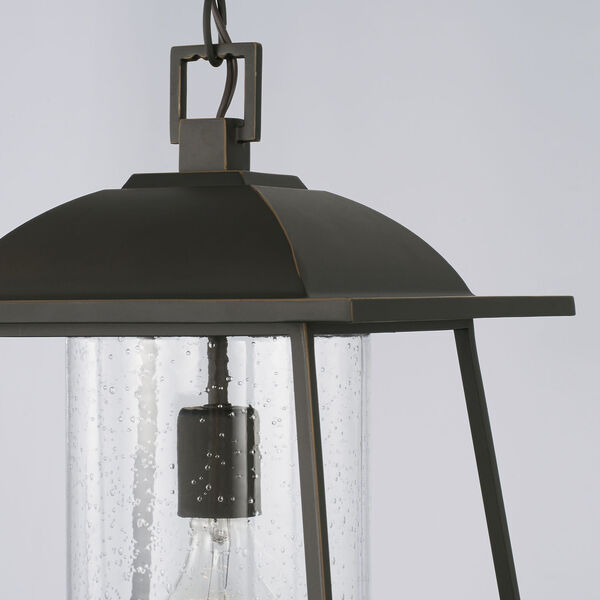 Durham Oiled Bronze One-Light Outdoor Hanging Lantern Pendant with Clear Seeded Glass, image 4