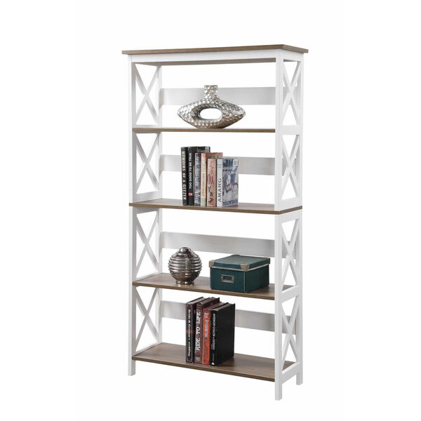 Oxford Driftwood White MDF Five-Tier Book Case, image 2