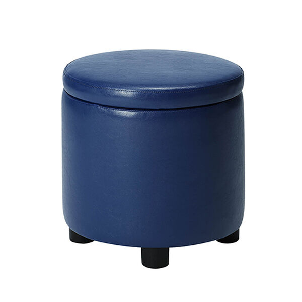Designs4Comfort Blue Round Accent Storage Ottoman, image 4