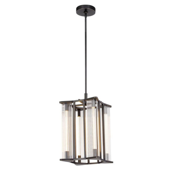 Sabre Urban Bronze LED Pendant with Ribbed Glass, image 1