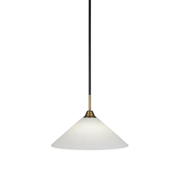 Paramount Matte Black and Brass 16-Inch One-Light Pendant with White Matrix Shade, image 1