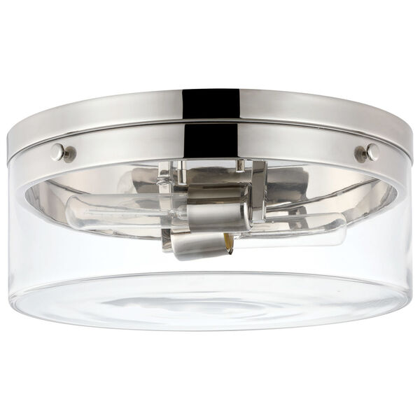 Intersection Polished Nickel Two-Light Flush Mount, image 1