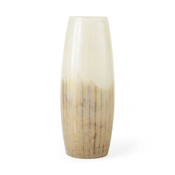 Agnetha Gold and Cream 14-Inch Height Ombre Glass Vase, image 1