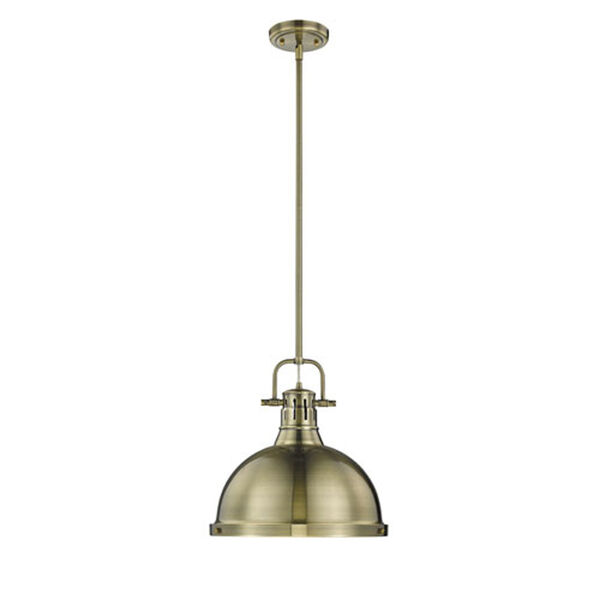 Quinn Aged Brass One-Light Pendant with Aged Brass Shade, image 1