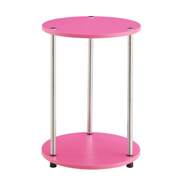 Designs 2 Go Pink Chrome No Tools Two-Tier Round End Table, image 1